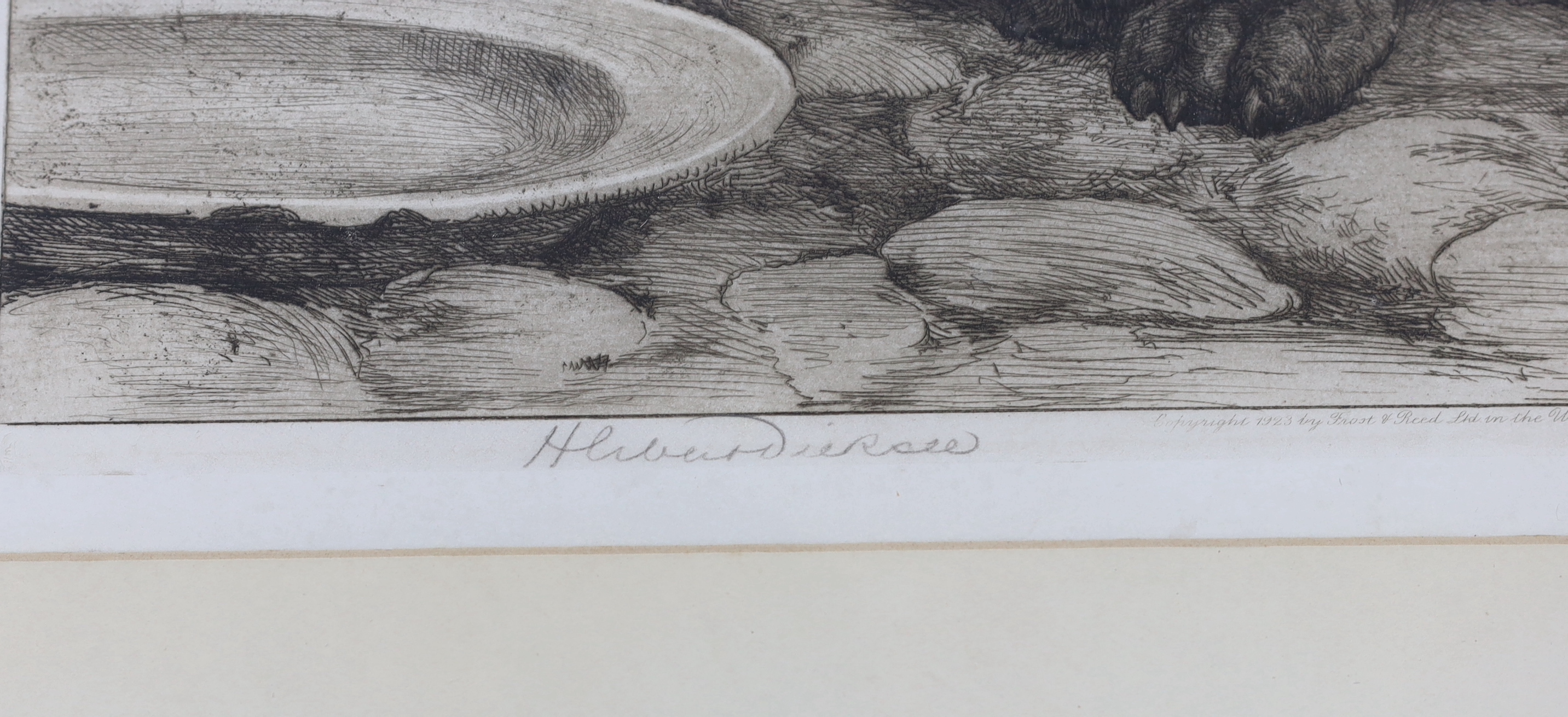 Herbert Dicksee (1862-1942), etching, 'Forgotten', signed in pencil, publ. 1923, inscribed label verso, 30 x 41cm